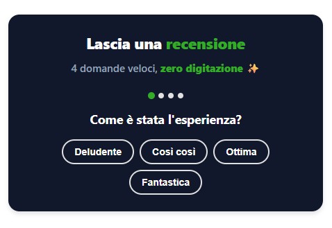 Domanda sull'esperienza con risposte a tap